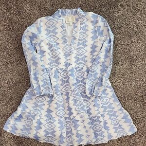 Sail to Sable Blue and White Textured Dress